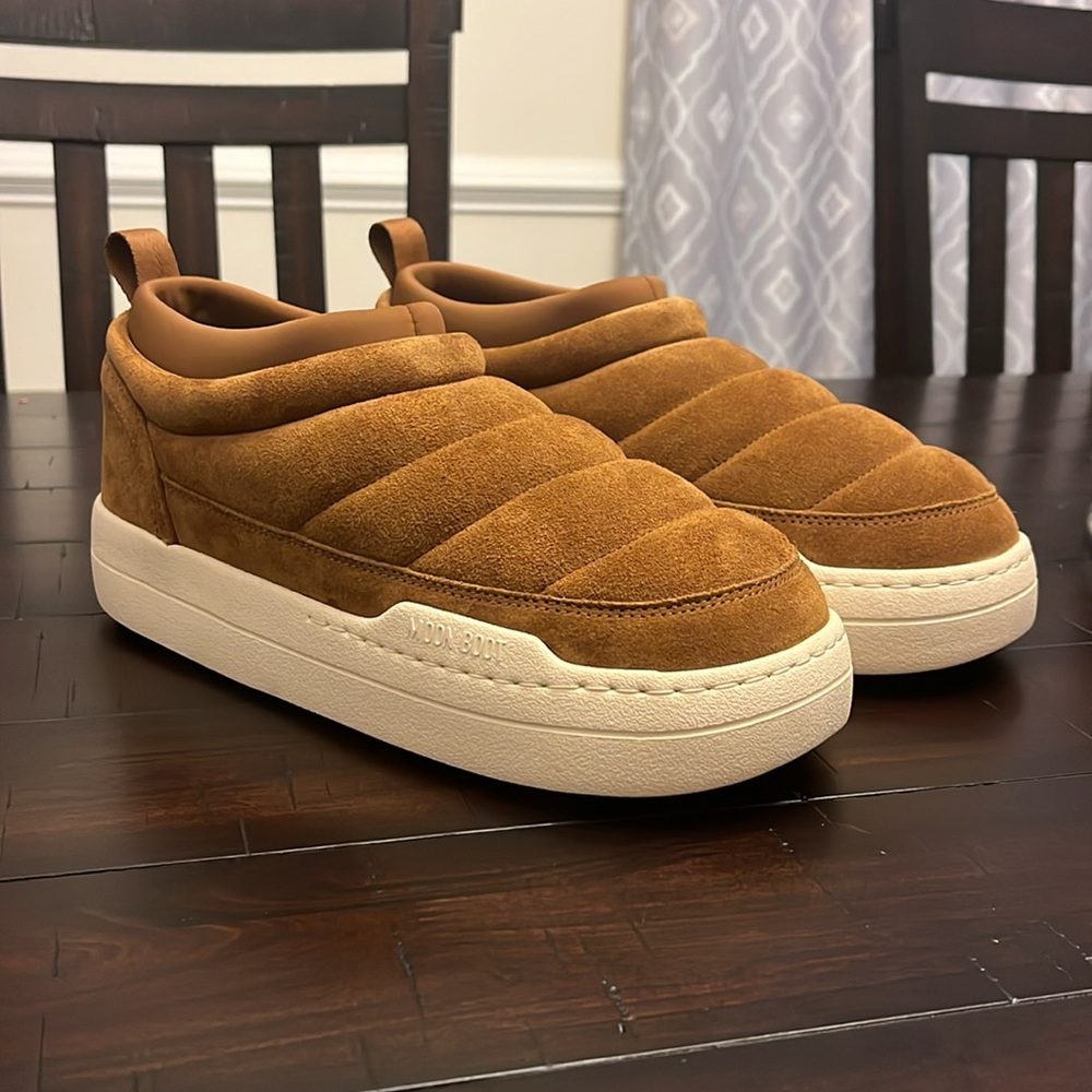 Moon Boots Park Soft Suede Sneakers Shoes Cognac Women’s Size 10 / Mens Size 9